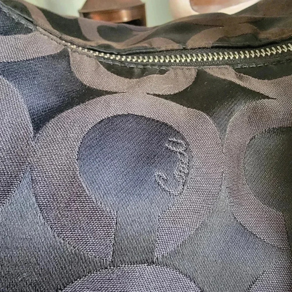 Coach Black Kristen Op Art Hobo Black Signature Jacquard and Leather #16811 - Picture 7 of 16